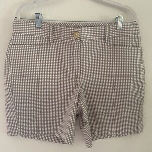 Lands End NWT Women's Brown and White Gingham Stretch Shorts Size 10